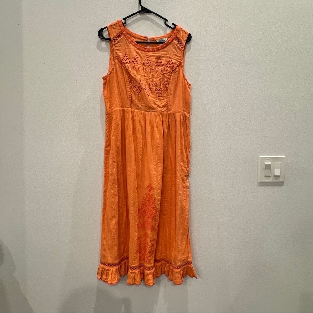 Sundance peach Sleeveless Lace Dress Size Medium 100% Cotton